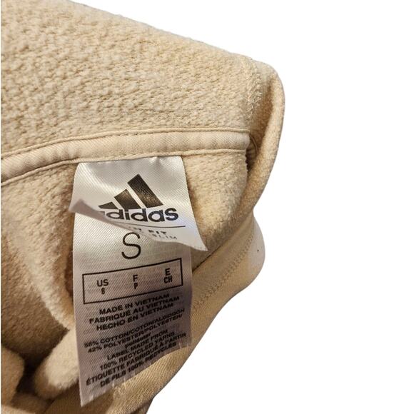 Cream With A Green Adidas Logo Fleece Pullover Hoodie Sweatshirt Kids Size Small - Picture 7 of 10